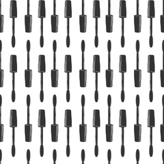 Black mascara brush. Vector in doodle and sketch style.
