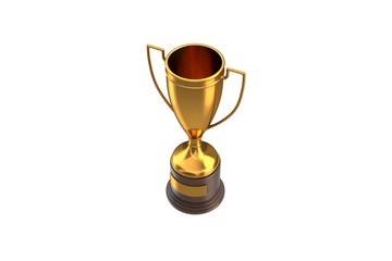 3D render of Gold Trophy Cup isolated on white.