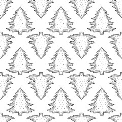 Evergreen pine tree. Vector concept in doodle and sketch style. Hand drawn illustration for printing on T-shirts, postcards.