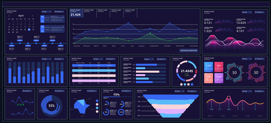 Presentation Template design. Business data graphs. Vector financial and marketing charts.	