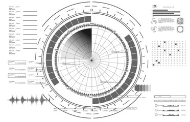 Radar screen.Technology backgroundset of black and white infographic elements. Head-up display elements for the web and app. Futuristic user interface. Vector illustration 