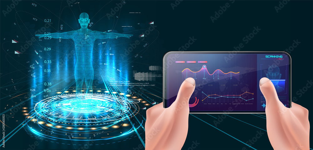Aufkleber hud element ui medical examination. display set of virtual interface elements. modern medical examin
