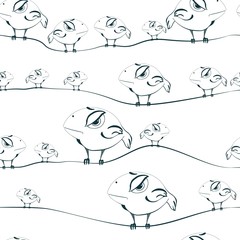 Stylized birds. Seamless vector pattern. Print for textiles. Summer print.