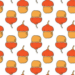 Fresh raw pumpkin. Vector concept in doodle and sketch style. Hand drawn illustration for printing on T-shirts, postcards.