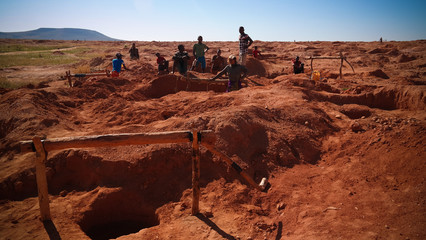Mining of gems, gold and sapphires. Ilakaka Ihosy District, Ihorombe Region, Madagascar - 280565264