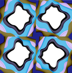 Abstract geometric pattern. 3d paper layers cut out colorful wave background. Origami cut out abstract waves for web background