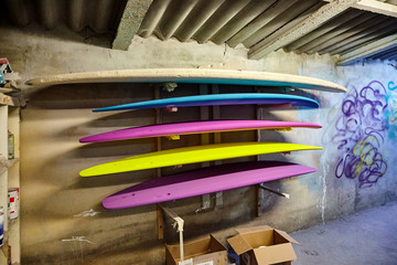 surfboard shelf close-up