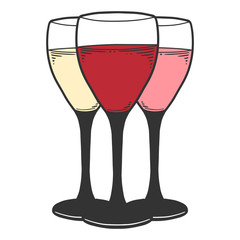 Wine glass. Vector concept in doodle and sketch style.