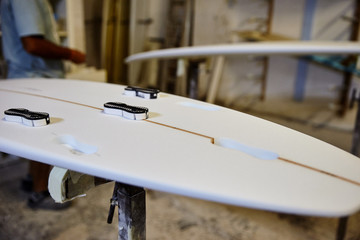 Surf board at work close up