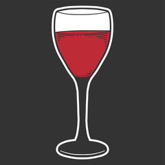 Wine glass. Vector concept in doodle and sketch style.