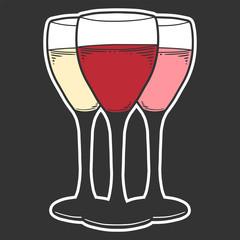 Wine glass. Vector concept in doodle and sketch style.