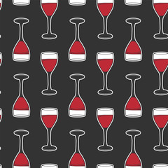 Wine glass. Vector concept in doodle and sketch style. Hand drawn illustration for printing on T-shirts, postcards.