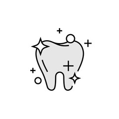 Healthy clean tooth line icon. Dental care teeth symbol. Vector illustration.