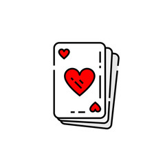 Heart poker card line icon. Love cards game symbol. Vector illustration.
