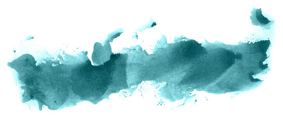 Obraz premium Abstract watercolor background hand-drawn on paper. Volumetric smoke elements. Blue-Green color. For design, web, card, text, decoration, surfaces.