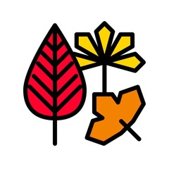 thanksgiving icon set, betel palm maple filled icon editable outline.