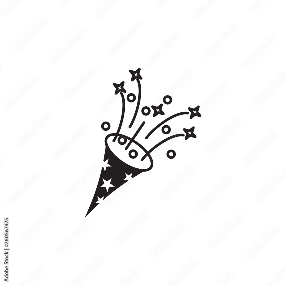 Poster confetti popper icon template color editable. celebration party symbol vector sign isolated on white