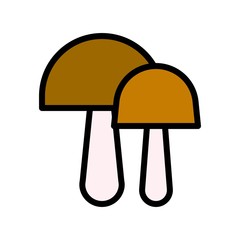 thanksgiving icon set, mushroom food filled icon editable outline.