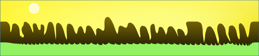 Fototapeta premium Yellow sky, and mountains landscape. 