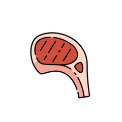 Lamb chop line icon. Red meat symbol. Mutton sign. Vector illustration.