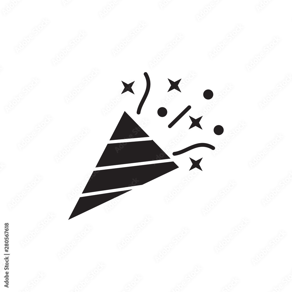 Poster confetti popper icon template color editable. celebration party symbol vector sign isolated on white