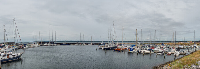Fototapeta premium Marina harbor in the ancient city Ebeltoft, Denmark