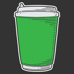 Disposable paper cup. Vector concept in doodle and sketch style.