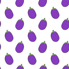 Fresh raw eggplant. Vector concept in doodle and sketch style.