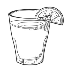 Lemonade cup with lemon slice. Vector concept in doodle and sketch style.