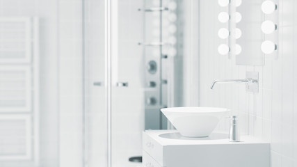 Waschbecken mit Wasserhahn in modernen Bad