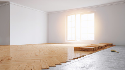 Parkett legen in Wohnung bei Renovierung