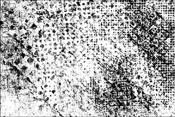 Grunge background black and white. Cracks, chips, scratches, dust texture. Abstract city wall. Dirty old surface. Vector vintage pattern.