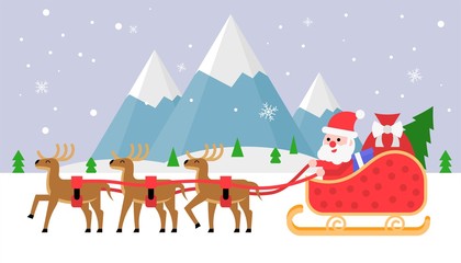 Christmas carols reindeer and snow editable outline doodle illustration in flat design.