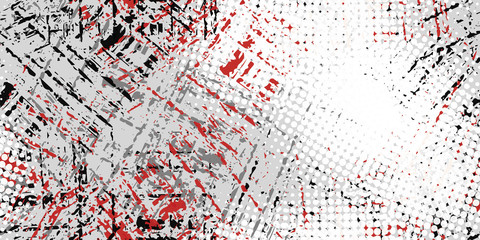 Grunge background black, white, red. Abstract seamless vector texture.