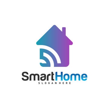 Wifi House Vector Logo. Smart Home Tech Logo Vector. House Net Logo Concept Vector