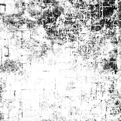 Grunge background black and white. Vector city texture dark. Abstract pattern of cracks, dust, dirt. Old worn surface of destruction. Corrosion covered wall.