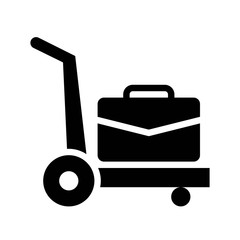 Luggage trolley vector illustration, Baggage solid style icon