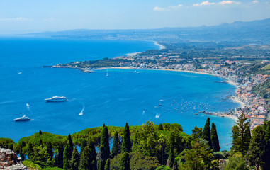 Obraz premium Panorama of Taormina, Sicily, Italy