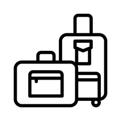 Travel bag vector, Baggage line style icon editable outline