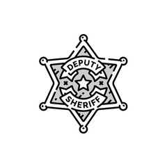 Sheriff badge line icon. Wild west Deputy ranger star symbol. Vector illustration.