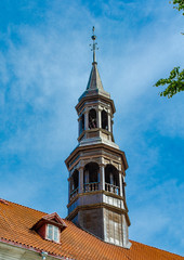 ESTONIA, JUNE 19, 2019. Narva town hall. View from