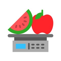 Fruits on digital scale vector, grocery store related flat style icon