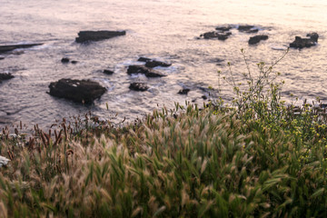 Sunset on a steep coast in northern Spain