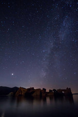 Perseid meteor shower and stars 
