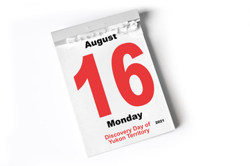 16. August 2021 Discovery Day of Yukon Territory
