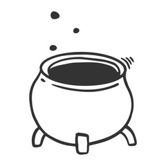 Cauldron. Vector concept in doodle and sketch style.