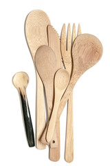 wooden spoons isolated on white background