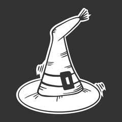 Witch hat. Vector concept in doodle and sketch style.