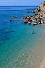 Turquonise water on Kape beach near Athens, Aegean sea, Greece. 