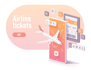 Vector booking airline tickets app concept
